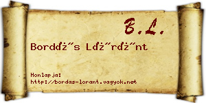 Bordás Lóránt névjegykártya
